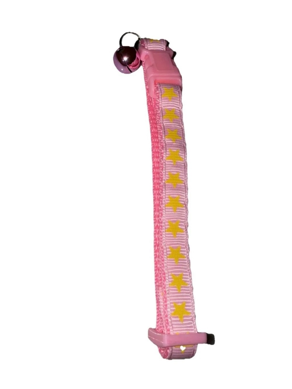 Pet Collar w/Bell Light Pink Yellow Star Design SM-MD Pets Adjustable NEW